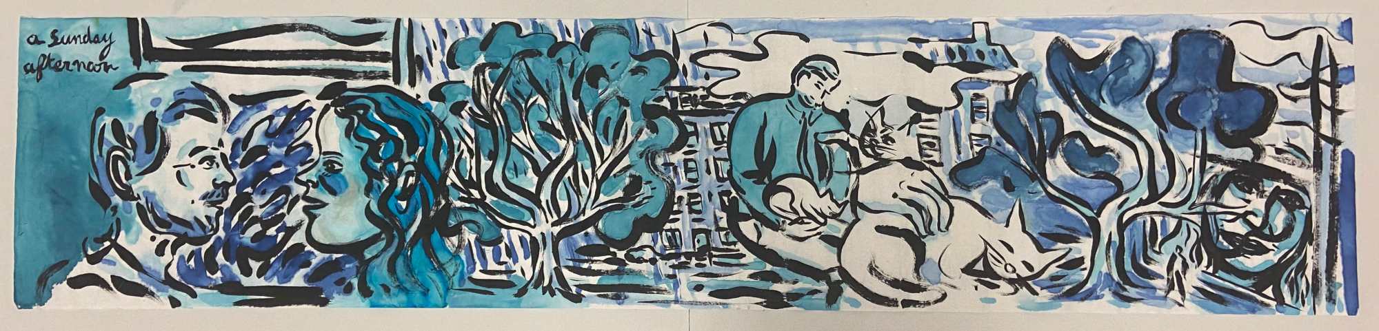 Francois Giro A Sunday Afternoon (2023), 30x135 cm