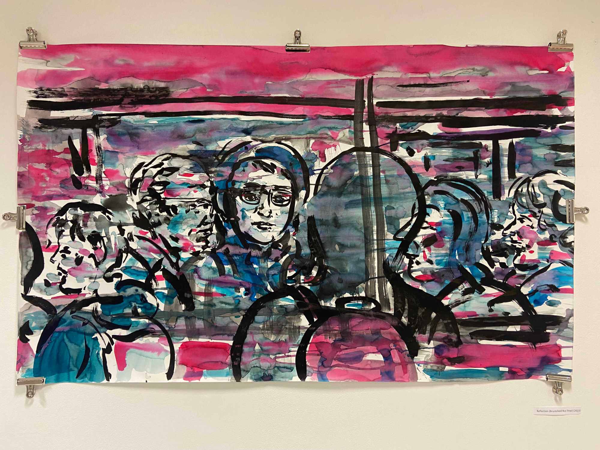 Francois Giro, Reflection (Bruntsfield Bus Stop) (2023), 74x124 cm 