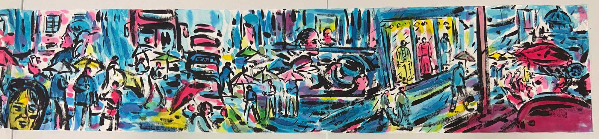 Francois Giro, The Umbrellas of Princes Street (2023), 30x270 cm part2